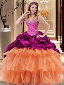 Beautiful Ball Gowns Vestidos de Quinceanera Multi-color Sweetheart Organza and Taffeta Sleeveless Floor Length Lace Up