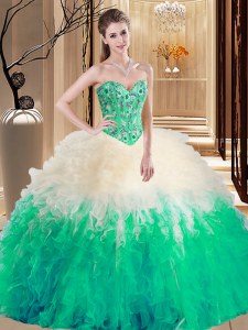 Floor Length Multi-color Quinceanera Gown Sweetheart Sleeveless Lace Up