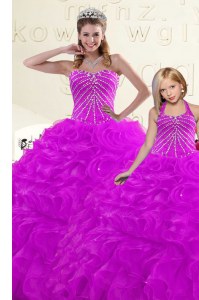 Dazzling Sweetheart Sleeveless Lace Up Sweet 16 Dresses Purple Organza