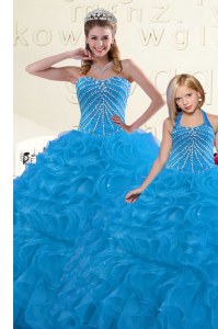 Sophisticated Sleeveless Beading and Ruffles Lace Up Quince Ball Gowns