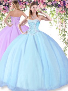 Sleeveless Beading Lace Up 15th Birthday Dress
