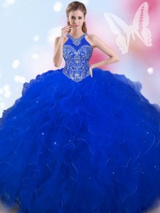 Halter Top Sleeveless Lace Up Beading Sweet 16 Dresses