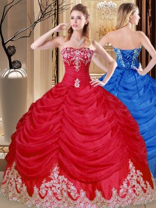 Flare Coral Red Lace Up Sweet 16 Quinceanera Dress Appliques and Pick Ups Sleeveless Floor Length