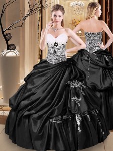 Spectacular Black Sweetheart Neckline Appliques and Pick Ups Quinceanera Dresses Sleeveless Lace Up
