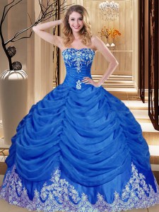 Free and Easy Pick Ups Ball Gowns Quinceanera Dress Royal Blue Sweetheart Tulle Sleeveless Floor Length Lace Up
