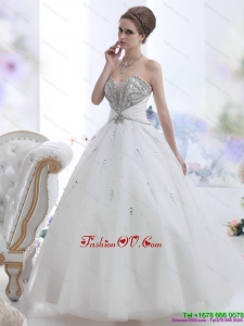 Pretty White Sweetheart Rhinestone Wedding Dresses for 2015