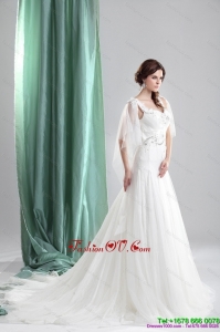 2015 Classical Straps Wedding Dress with Beading