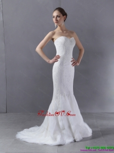 2015 Classical Sweetheart Mermaid Wedding Dress with Lace