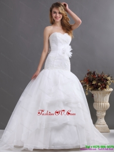 2015 Sophisticated Sweetheart Wedding Dress with Brush Train