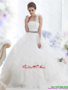 2015 The Super Hot One Shoulder Wedding Dress with Appliques