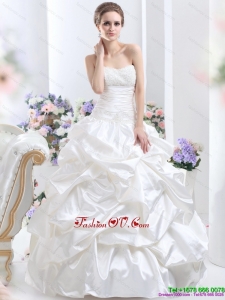 Cheap White Brush Train Bridal Dresses with Pick Ups and Sequins