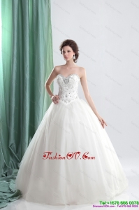 Cheap White Sweetheart Bridal Gowns with Ruffles and Beading