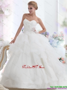 Dynamic 2015 Sweetheart Wedding Dress with Hand Made Flowers