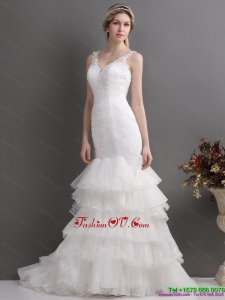 Wonderful Mermaid Wedding Dress with Lace and Ruffles for 2015