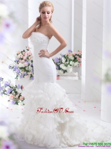 2015 Cheap Strapless Wedding Dress with Mermaid