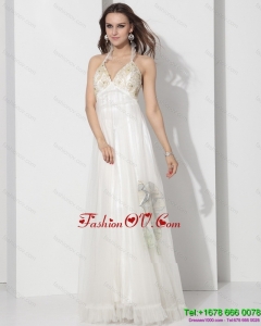 Cheap Halter Empire Wedding Dress with Appliques for 2015