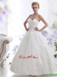 High End Beading Sweetheart White Wedding Dresses for 2015