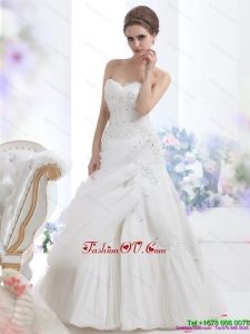 High End Strapless Ruffles and Beading White Bridal Gowns for 2015