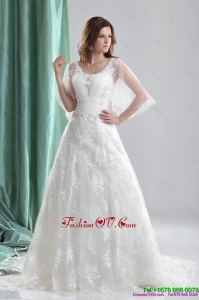 2015 High End A Line Wedding Dress with Beading and Lace
