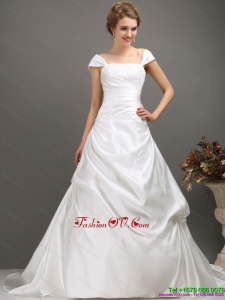 2015 High End Square Lace Wedding Dress with Floor Length
