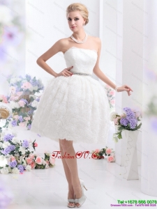 2015 High End Strapless Wedding Dress with Knee Length