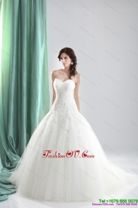 2015 High End Sweetheart A Line Wedding Dress with Appliques