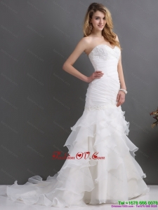 2015 High End Sweetheart Wedding Dress with Ruching and Ruffles