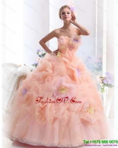 Multi Color Strapless Wedding Dresses with Hand Made Flower