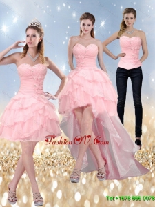 2015 New Style Sweetheart Detachable Prom Dress with Ruffled Layers and Beading