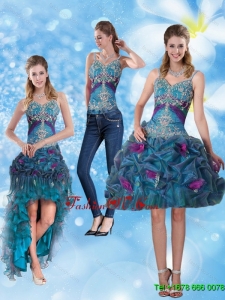 2015 Detachable Spaghetti Straps Prom Skirts with Hand Made Flower and Embroidery