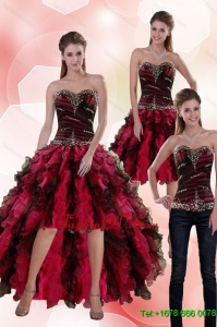 Detachable 2015 Sweetheart Multi Color Prom Skirts with Beading and Ruffles