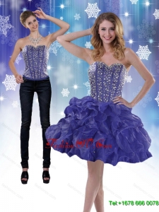 Detachable 2015 Sweetheart Royal Blue Prom Skirts with Beading and Ruffles