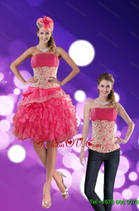 Detachable Strapless 2015 Prom Skirts with Appliques and Ruffles
