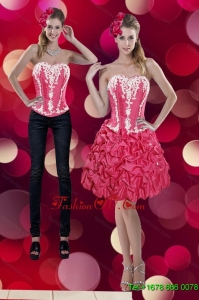 2015 Detachable Embroidery and Pick Ups Sweetheart Prom Skirts in Coral Red