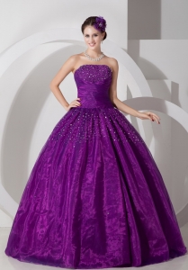 Fast Delivery Purple Quinceanera Ball Gown with Beads 2013