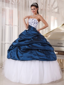 Embroidery Strapless Quinceanera Dress Taffeta and Tulle