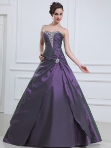 Dark Purple Quinceanera Dress Beaded Sweetheart Taffeta