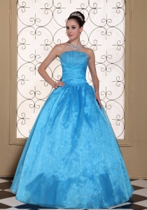 Strapless Quinceanera Dress With Beaded Taffeta and Organza