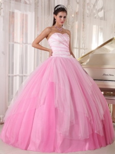 Pink Ball Gown Sweetheart Tulle Beading Quinceanera Dress