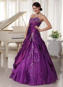 Organza Purple A-line Sweetheart Quinceanera Gowns Beading