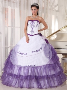 Quinceanera Dress Purple Sweetheart Organza Embroidery