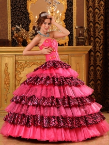 Ball Gown Sweetheart Floor-length Organza and Zebra Beading