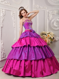 Quinceanera Dress Multi-color Ball Gown Strapless Taffeta Appliques