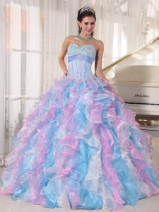 Quinceanera Dress Multi-color Ball Gown Organza Appliques