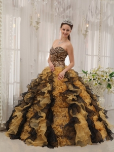 Multi-colored Quinceanera Dress Ball Gown Sweetheart Organza