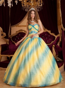 Ball Gown Ombre Color Sweetheart Beading Organza