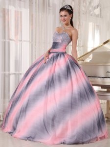 Ombre Color Ball Gown Sweetheart Floor-length Beading and Ruch