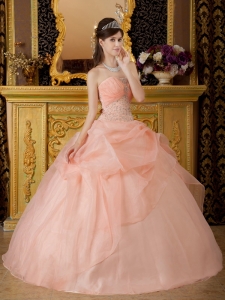 Ball Gown Strapless Organza Beading Quinceanera Dress