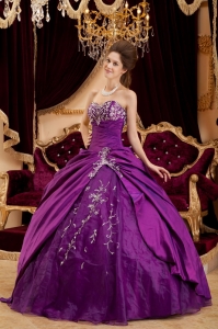 Quinceanera Dress Sweetheart Purple Taffeta Tulle Appliques