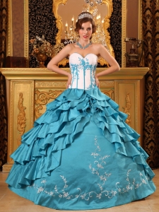 Baby blue Quinceanera Dress Sweetheart Ruffles Embroidery